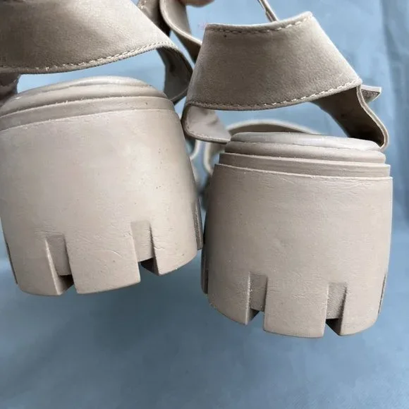 Mia Platform Chunky Lug Sole Ankle Strap Sandals Stone Gray Size 8 Shoes - Picture 6 of 8